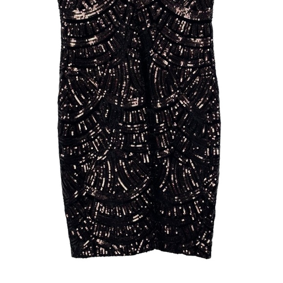 DRESS THE POPULATION TABITHA BRONZE ART DECO SEQUIN CAP SLEEVE SHEATH DRESS - Picture 11 of 16